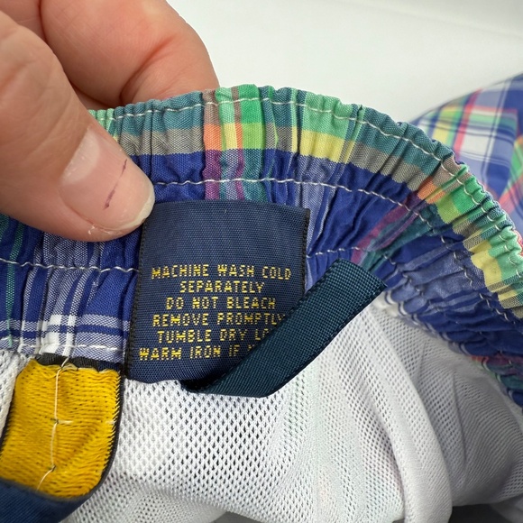 Polo Ralph Lauren Swim Shorts Men Medium Multicolor Plaid Trunks Lined Elastic - Picture 11 of 15